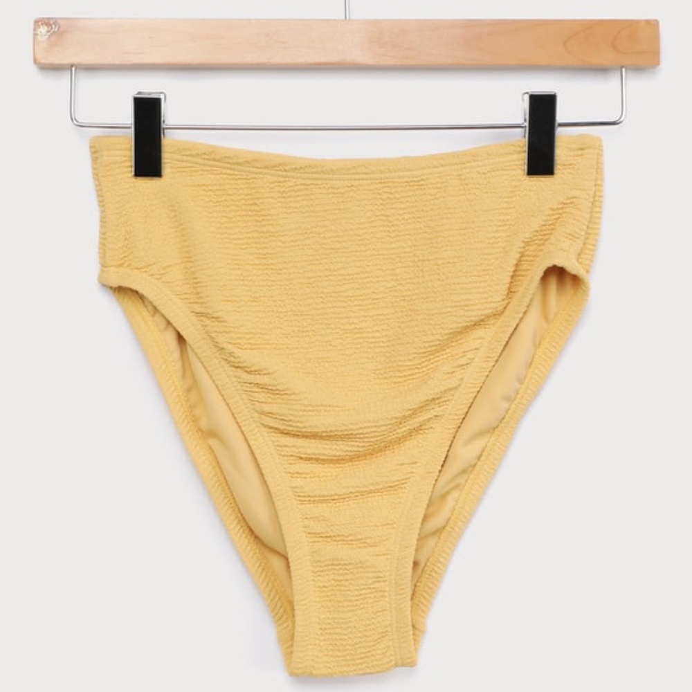 NWT Yellow High Waisted Tie Knot Bikini Set - Picture 8 of 9